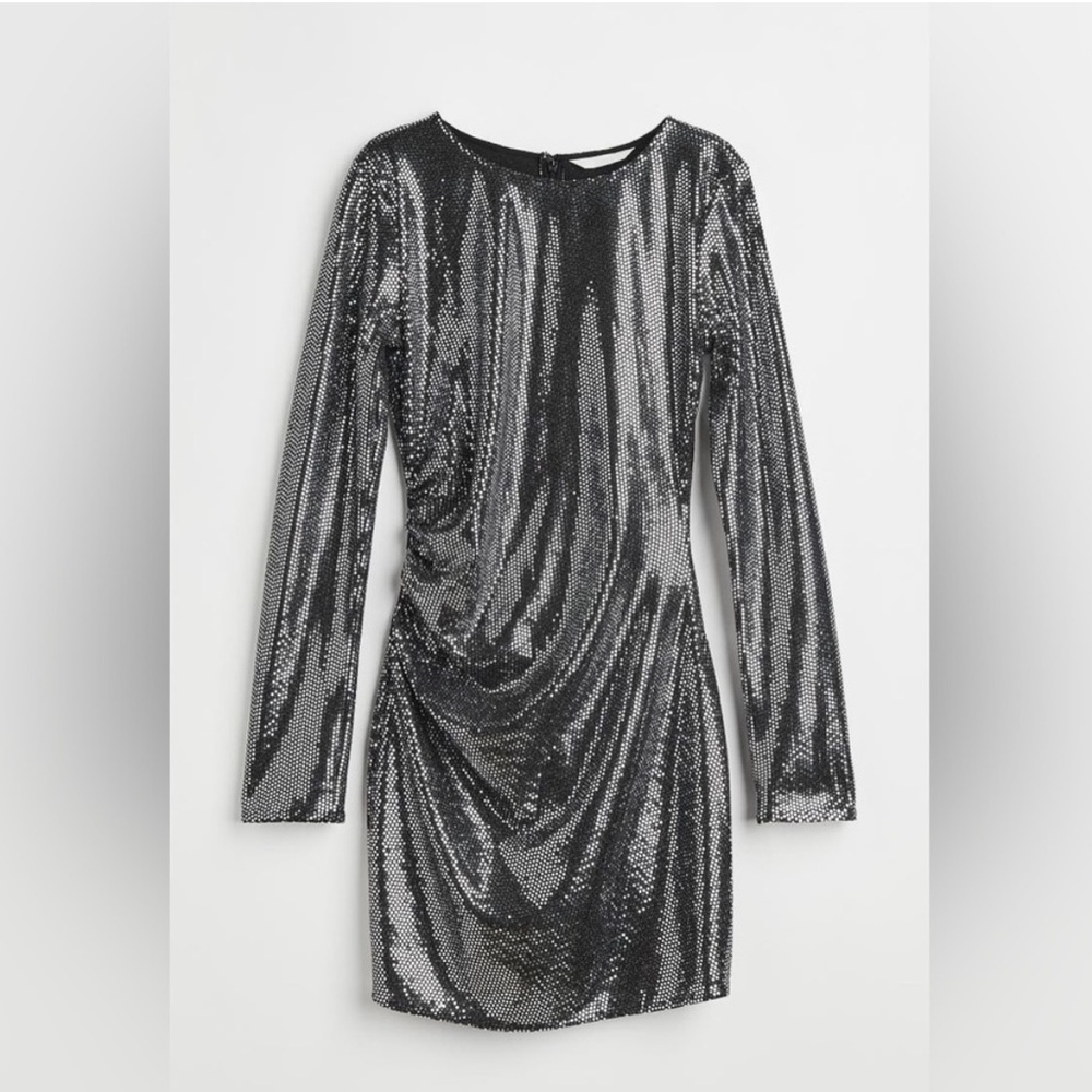 H&M Silver Sequined Bodycon Mini Dress sz XS